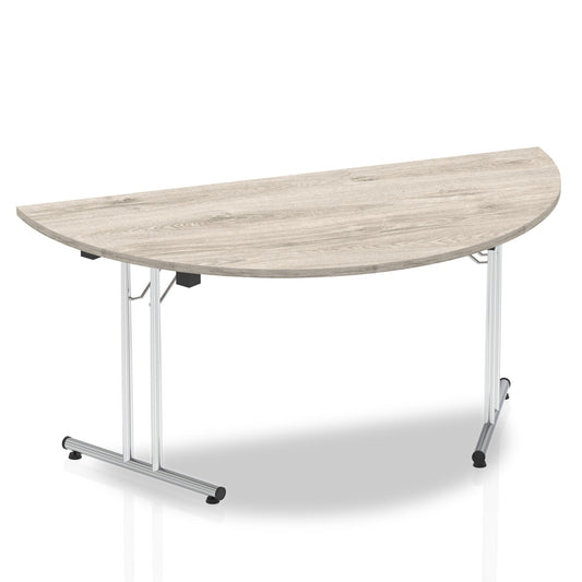 Impulse 1600x800 Semi-Circle Folding Table - MFC Material, Silver Frame, Self-Assembly, 5-Year Guarantee