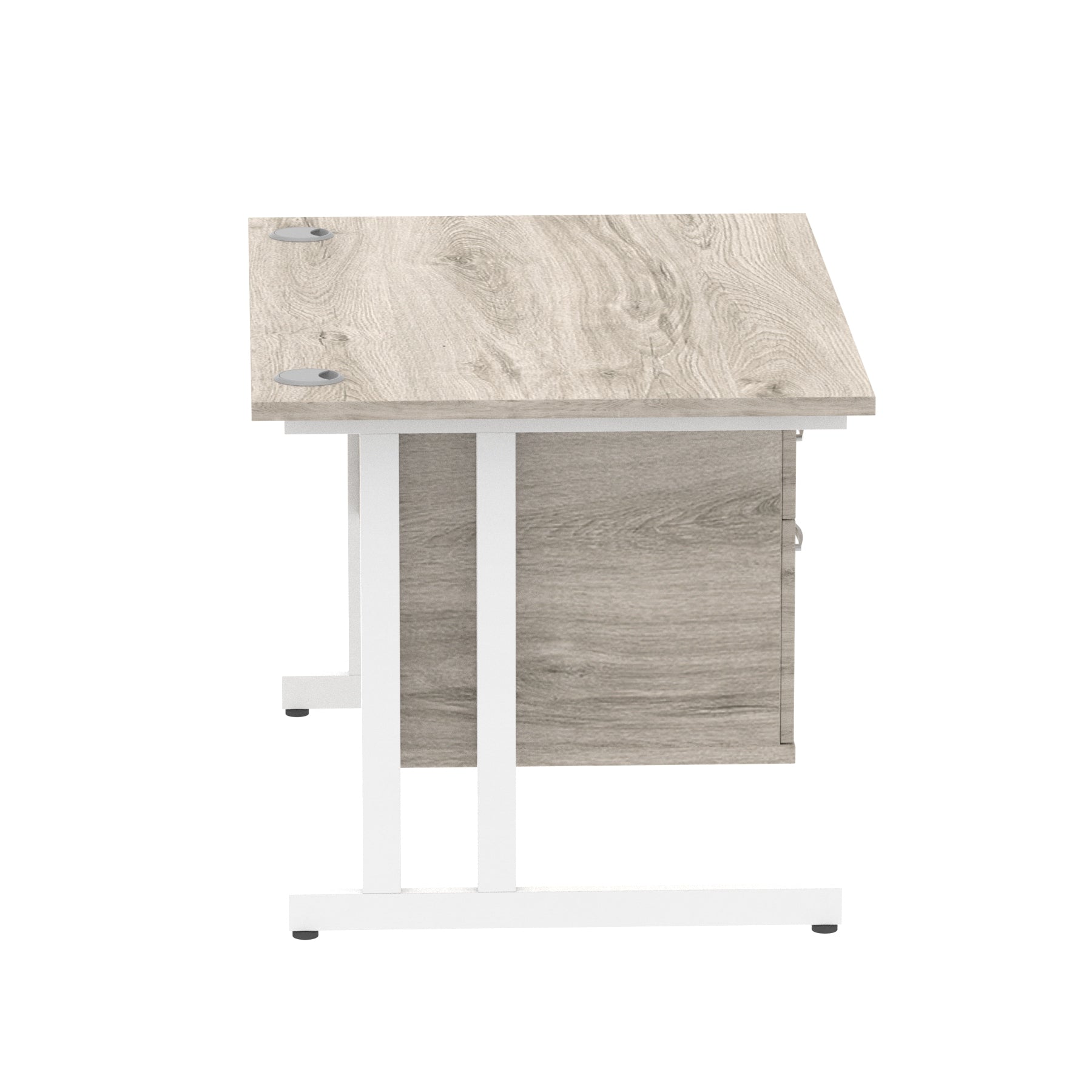 Impulse Cantilever Straight Desk - White Frame, Fixed Pedestal, MFC Material, 1200-1800mm Width, 2-3 Lockable Drawers, 5-Year Guarantee