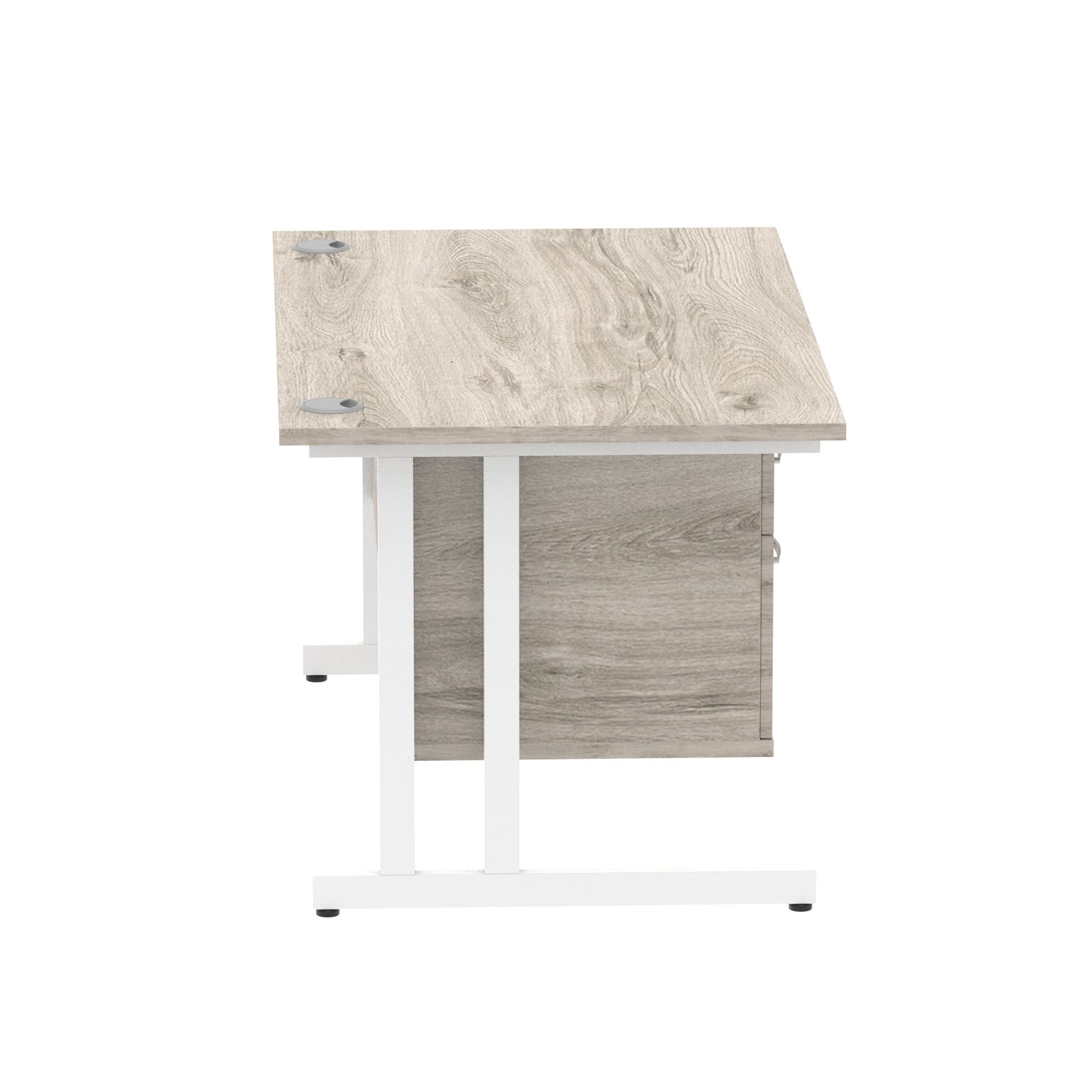 Impulse Cantilever Straight Desk - White Frame, Fixed Pedestal, MFC Material, 1200-1800mm Width, 2-3 Lockable Drawers, 5-Year Guarantee