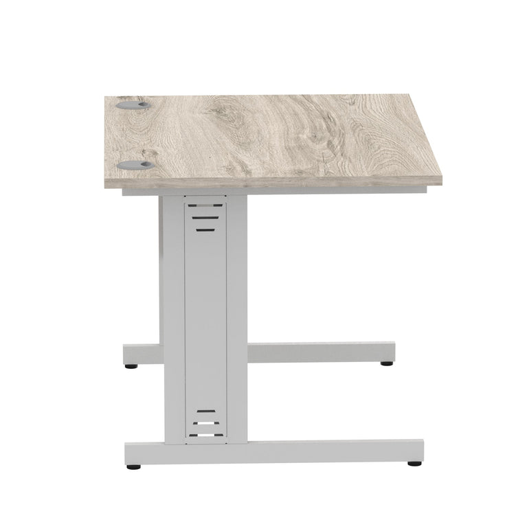 Impulse 1000mm Straight Desk with Cable Managed Leg - MFC Rectangular Table, 5-Year Guarantee, Self-Assembly, Silver/White Frame (1000x800x730mm)