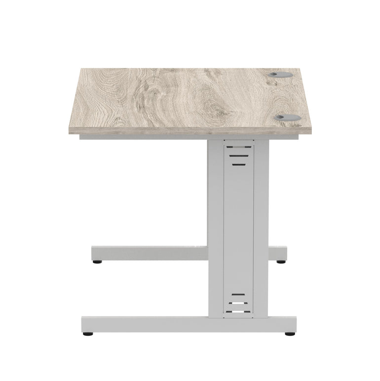 Impulse 1000mm Straight Desk with Cable Managed Leg - MFC Rectangular Table, 5-Year Guarantee, Self-Assembly, Silver/White Frame (1000x800x730mm)