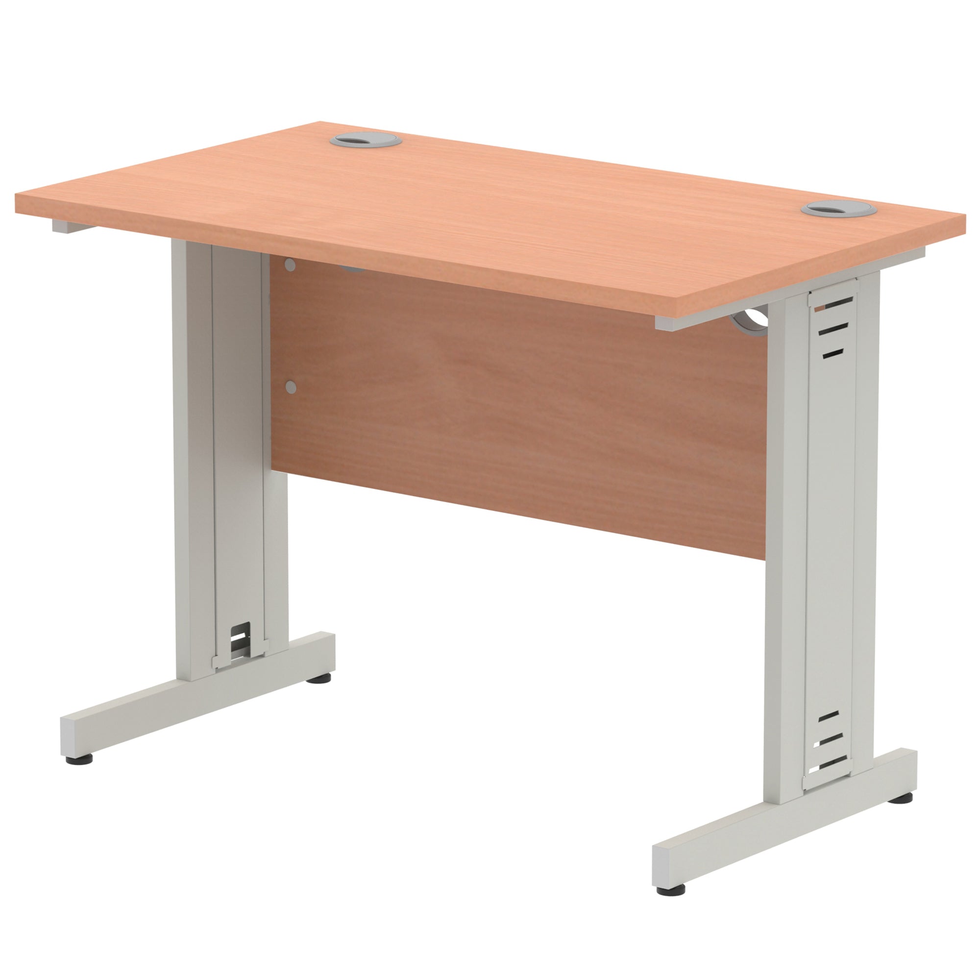 Impulse 1000mm Straight Desk with Cable Managed Leg - MFC Rectangular Table, 5-Year Guarantee, Self-Assembly, Silver/White Frame (1000x800x730mm)