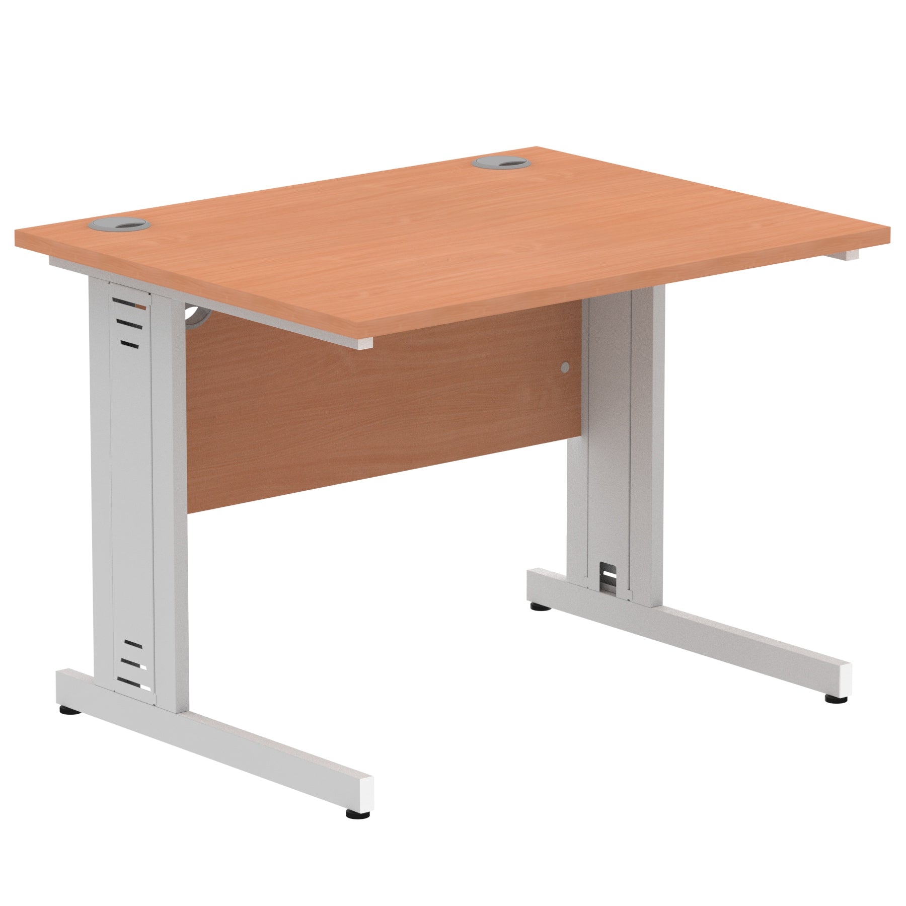 Impulse 1000mm Straight Desk with Cable Managed Leg - MFC Rectangular Table, 5-Year Guarantee, Self-Assembly, Silver/White Frame (1000x800x730mm)