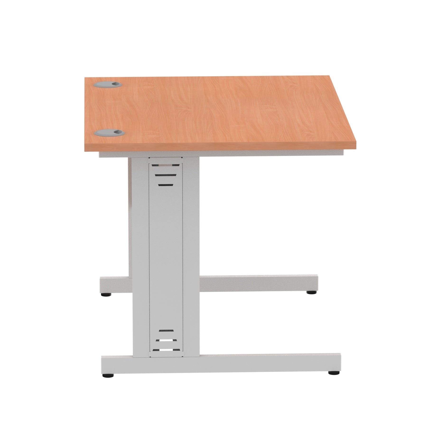 Impulse 1000mm Straight Desk with Cable Managed Leg - MFC Rectangular Table, 5-Year Guarantee, Self-Assembly, Silver/White Frame (1000x800x730mm)