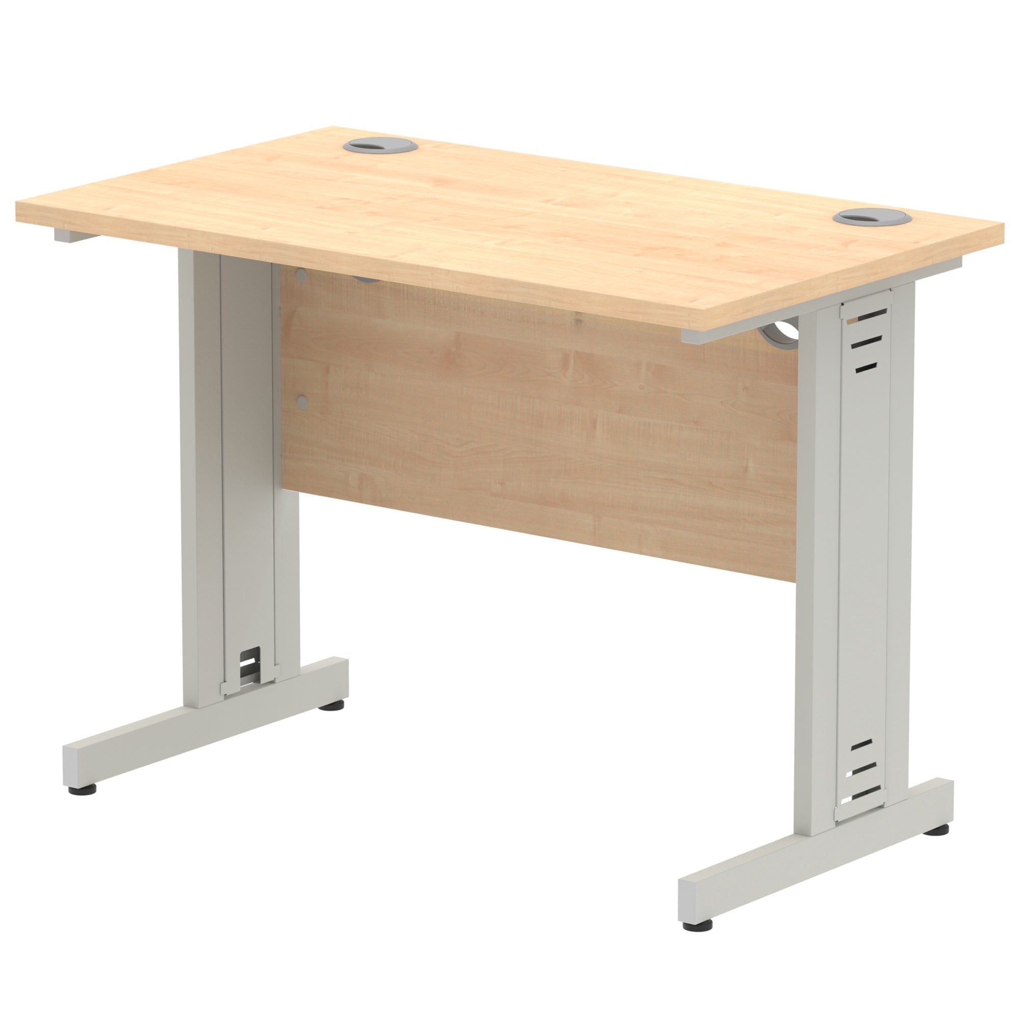 Impulse 1000mm Straight Desk with Cable Managed Leg - MFC Rectangular Table, 5-Year Guarantee, Self-Assembly, Silver/White Frame (1000x800x730mm)