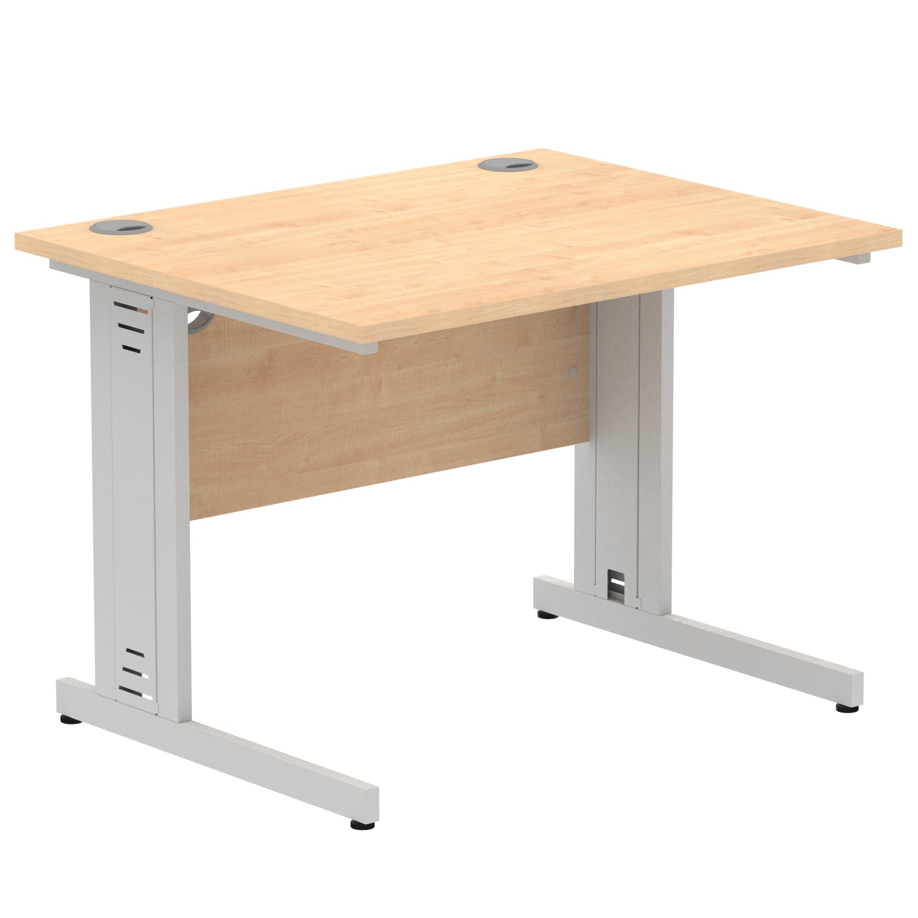 Impulse 1000mm Straight Desk with Cable Managed Leg - MFC Rectangular Table, 5-Year Guarantee, Self-Assembly, Silver/White Frame (1000x800x730mm)