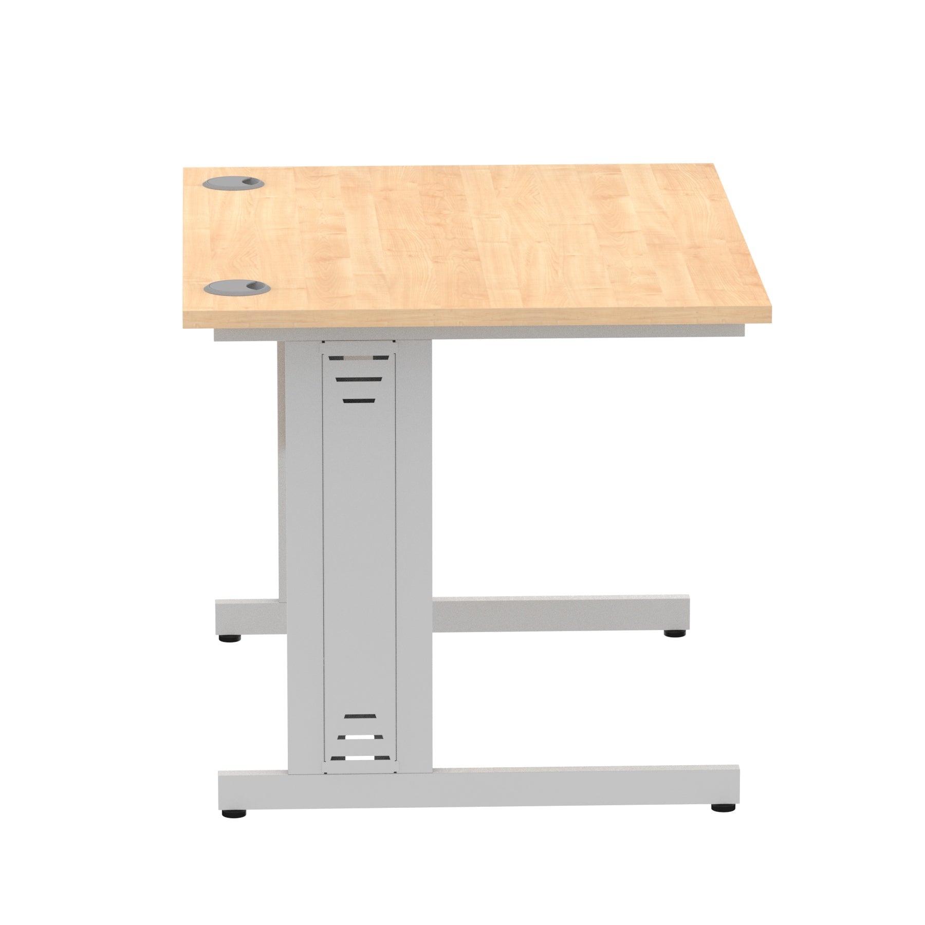 Impulse 1000mm Straight Desk with Cable Managed Leg - MFC Rectangular Table, 5-Year Guarantee, Self-Assembly, Silver/White Frame (1000x800x730mm)