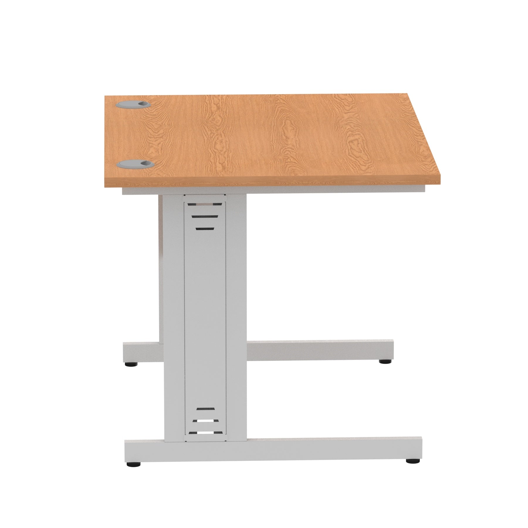 Impulse 1000mm Straight Desk with Cable Managed Leg - MFC Rectangular Table, 5-Year Guarantee, Self-Assembly, Silver/White Frame (1000x800x730mm)