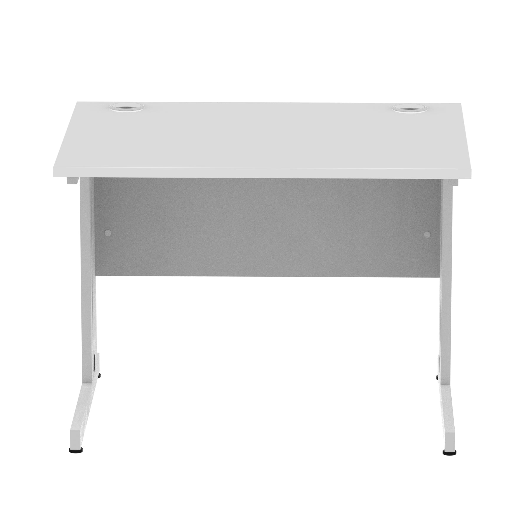 Impulse 1000mm Straight Desk with Cable Managed Leg - MFC Rectangular Table, 5-Year Guarantee, Self-Assembly, Silver/White Frame (1000x800x730mm)