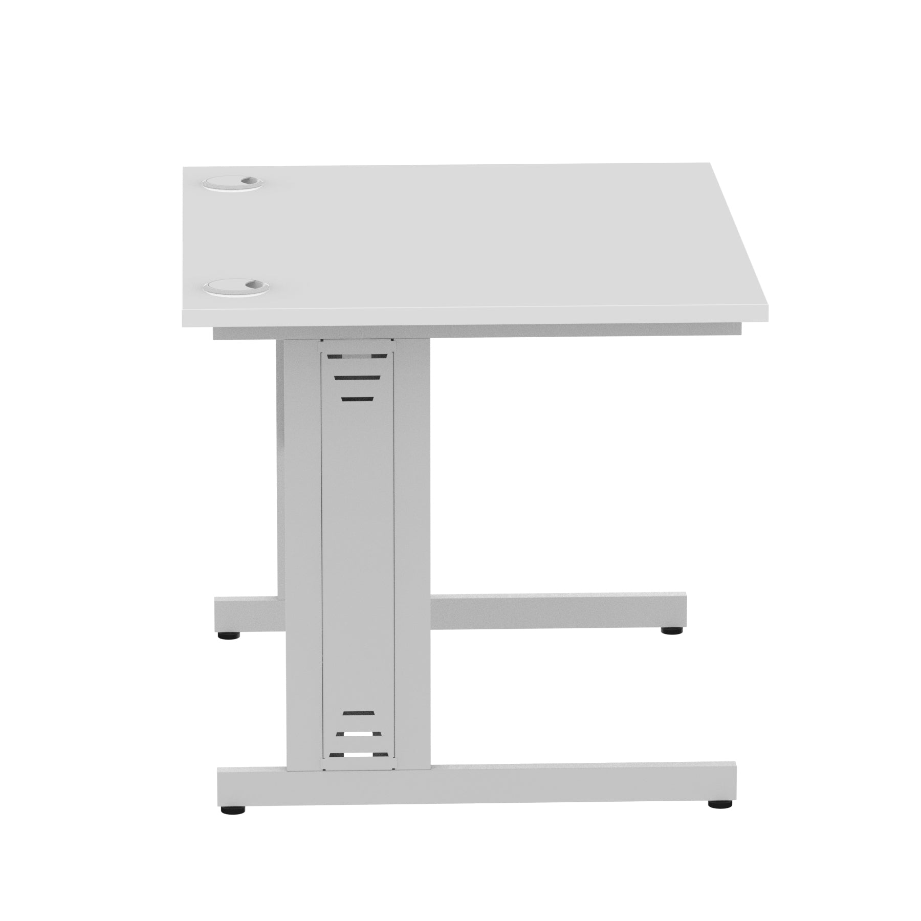 Impulse 1000mm Straight Desk with Cable Managed Leg - MFC Rectangular Table, 5-Year Guarantee, Self-Assembly, Silver/White Frame (1000x800x730mm)