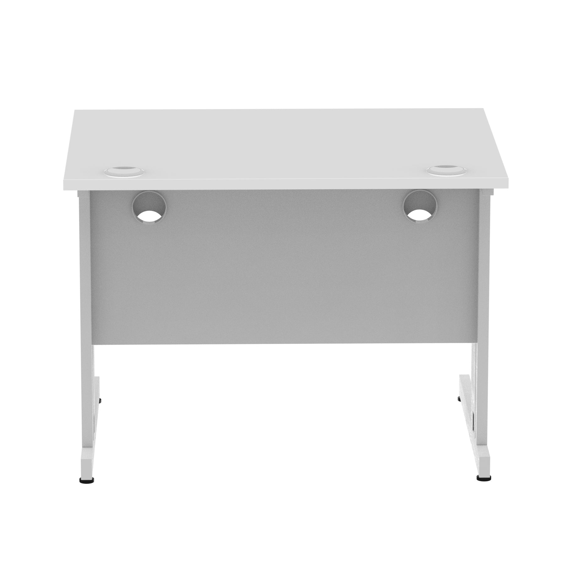 Impulse 1000mm Straight Desk with Cable Managed Leg - MFC Rectangular Table, 5-Year Guarantee, Self-Assembly, Silver/White Frame (1000x800x730mm)