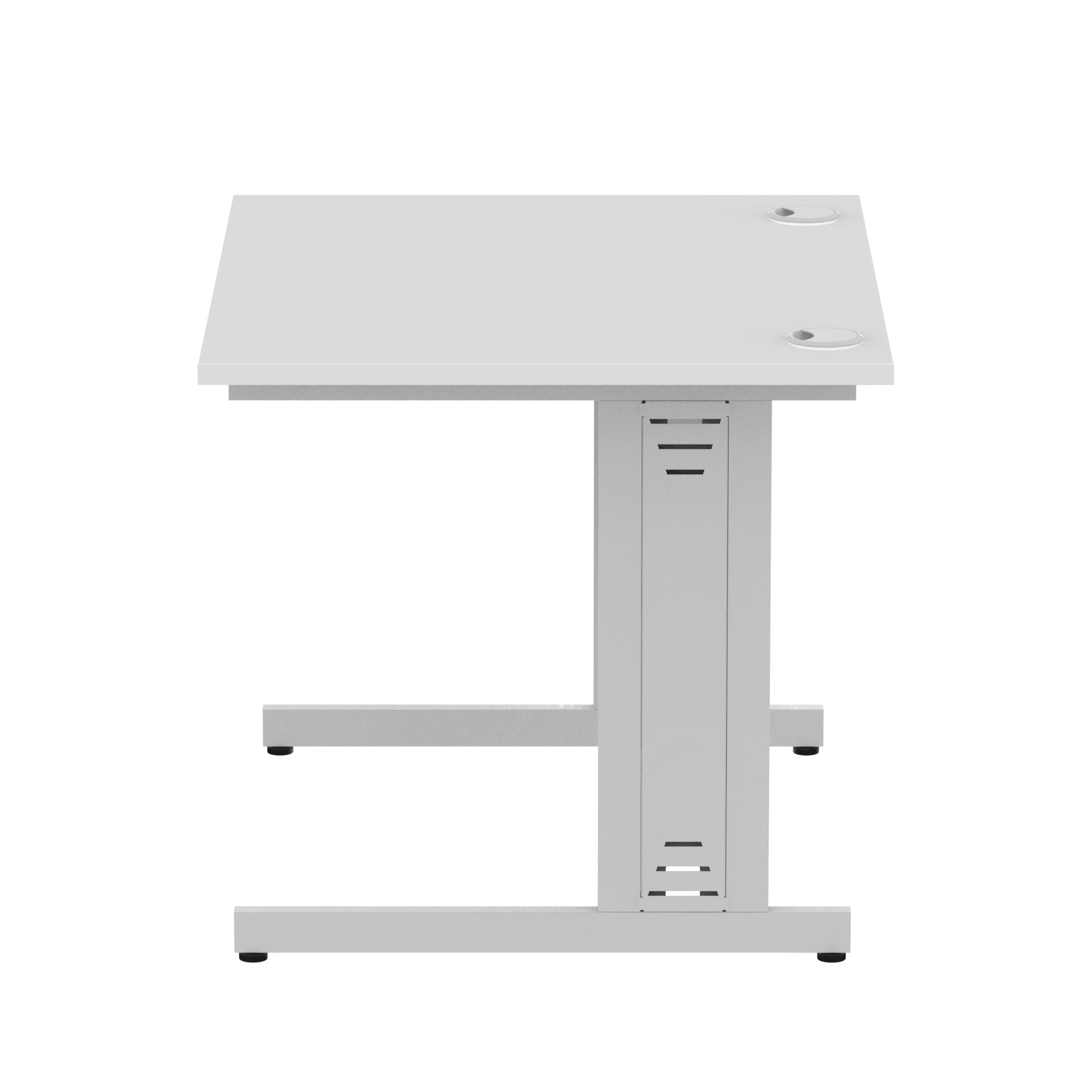 Impulse 1000mm Straight Desk with Cable Managed Leg - MFC Rectangular Table, 5-Year Guarantee, Self-Assembly, Silver/White Frame (1000x800x730mm)