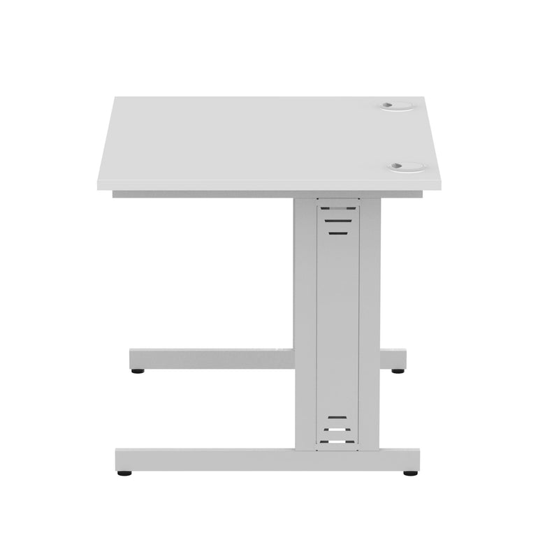 Impulse 1000mm Straight Desk with Cable Managed Leg - MFC Rectangular Table, 5-Year Guarantee, Self-Assembly, Silver/White Frame (1000x800x730mm)