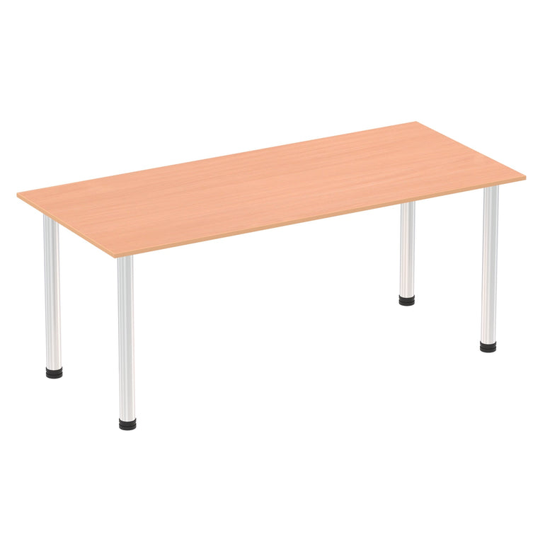 Impulse 1800mm Straight Post Leg Table - Rectangular MFC Desk, 5-Year Guarantee, Self-Assembly, Multiple Frame Colors