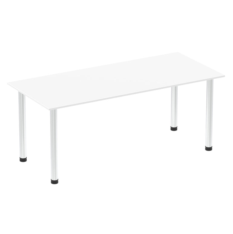 Impulse 1800mm Straight Post Leg Table - Rectangular MFC Desk, 5-Year Guarantee, Self-Assembly, Multiple Frame Colors