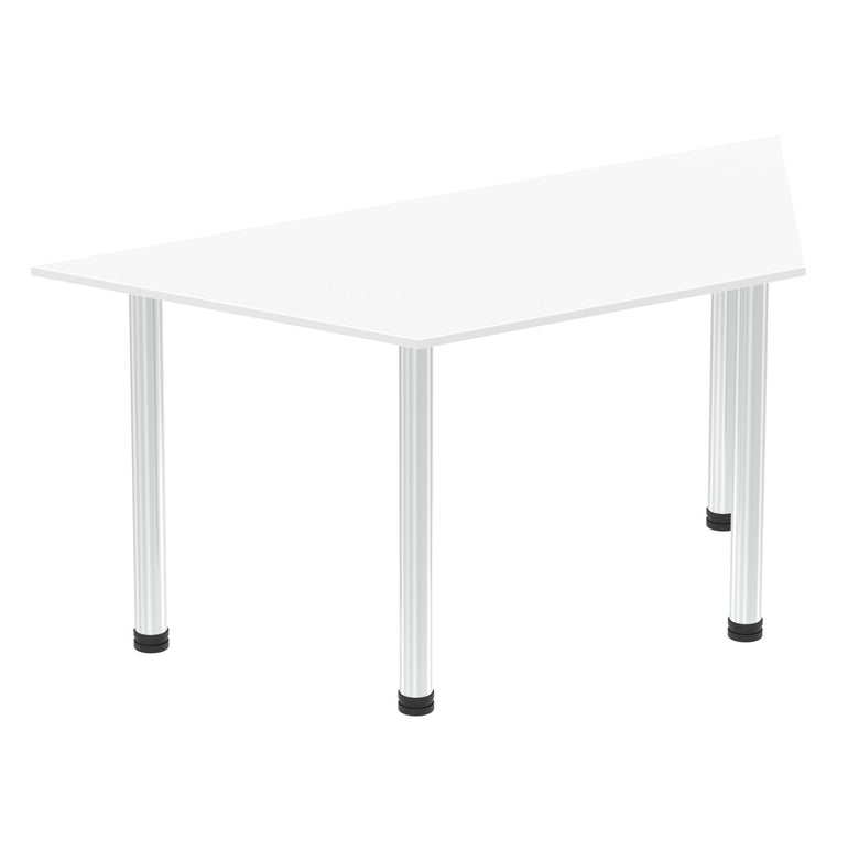 Impulse Trapezium Table 1600x800mm with Post Leg - MFC Material, Self-Assembly, 5-Year Guarantee, Multiple Frame Colors