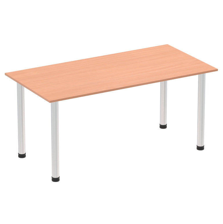 Impulse 1600mm Straight Post Leg Table - Rectangular MFC Desk, Self-Assembly, 5-Year Guarantee, Multiple Frame Colors