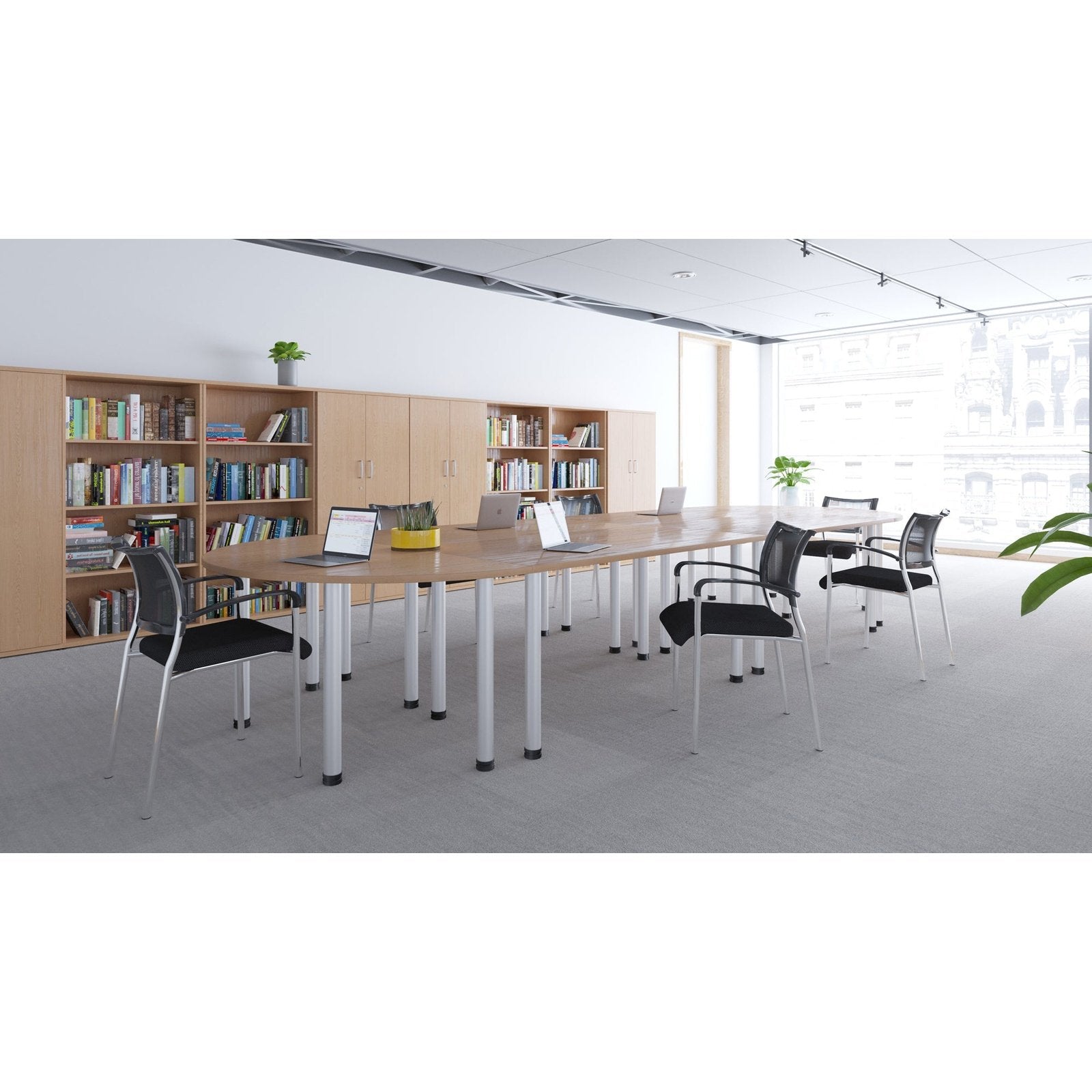 Impulse 1600mm Straight Post Leg Table - Rectangular MFC Desk, Self-Assembly, 5-Year Guarantee, Multiple Frame Colors