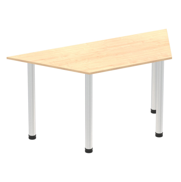 Impulse Trapezium Table 1600x800mm with Post Leg - MFC Material, Self-Assembly, 5-Year Guarantee, Multiple Frame Colors
