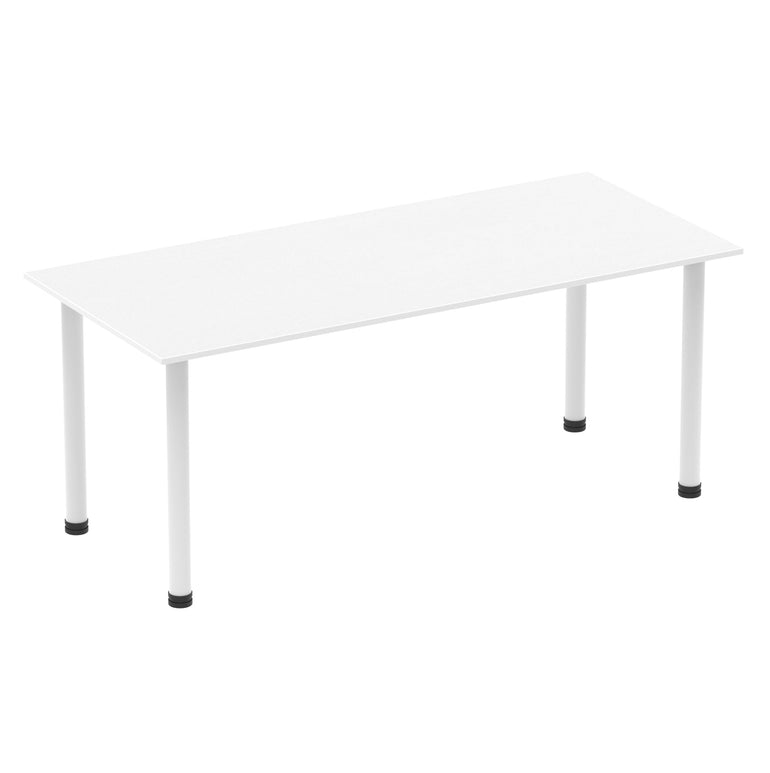 Impulse 1800mm Straight Post Leg Table - Rectangular MFC Desk, 5-Year Guarantee, Self-Assembly, Multiple Frame Colors