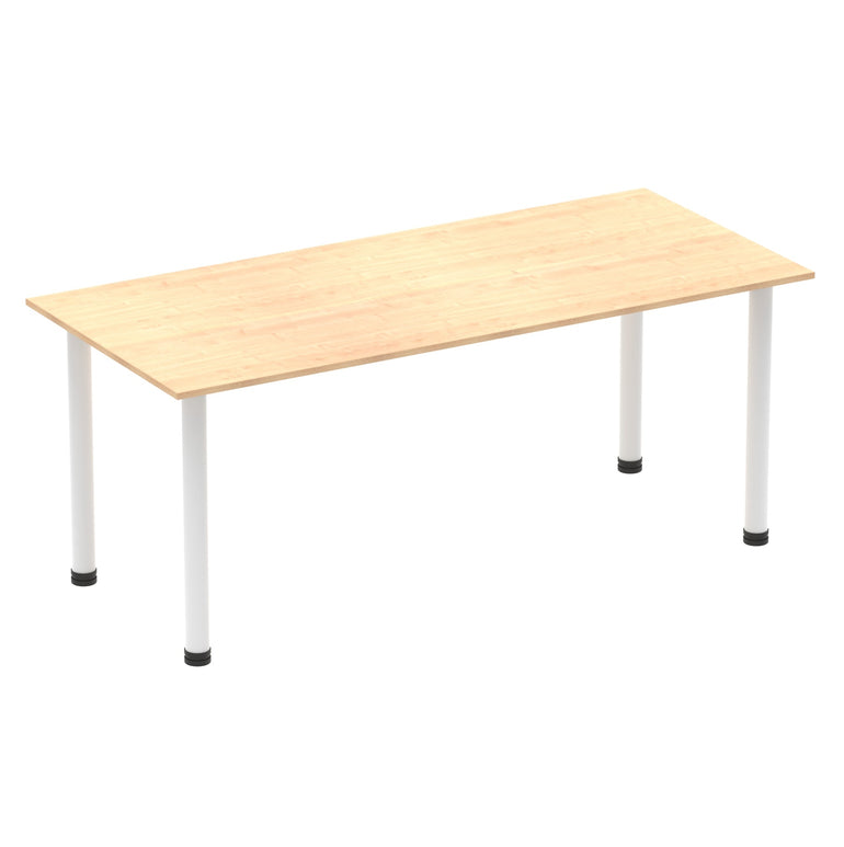 Impulse 1800mm Straight Post Leg Table - Rectangular MFC Desk, 5-Year Guarantee, Self-Assembly, Multiple Frame Colors