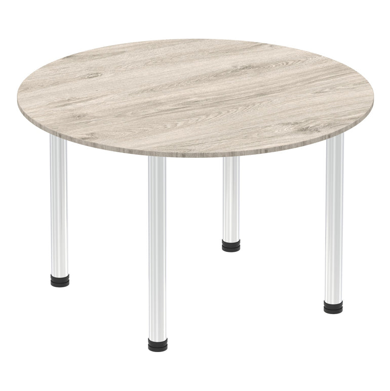 Impulse Round Table with Post Leg - 1000x1000 or 1200x1200 MFC Top, 5-Year Guarantee, Self-Assembly, Multiple Frame Colors