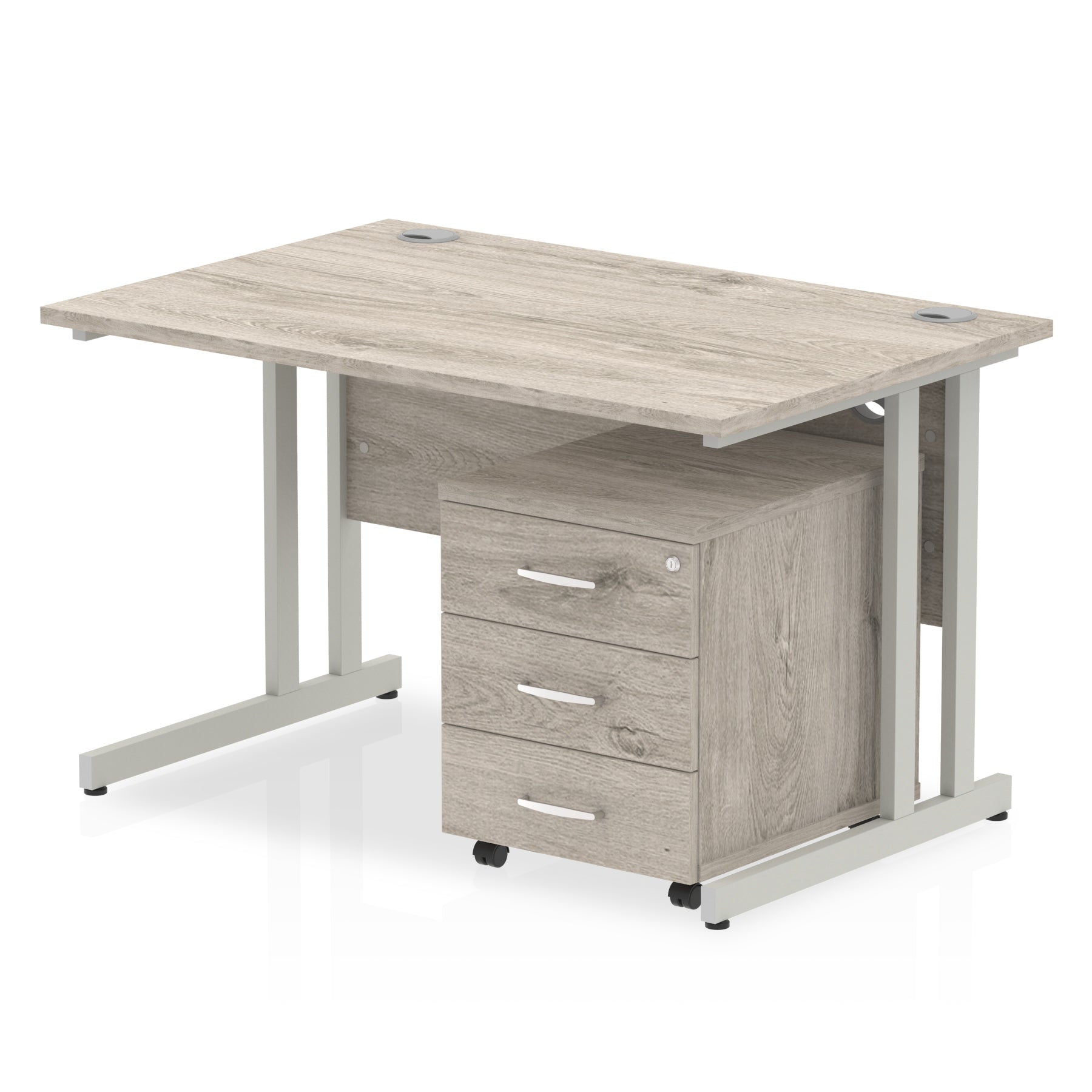 Impulse 1200mm Cantilever Straight Desk & Mobile Pedestal - MFC, Rectangular, 2/3 Lockable Drawers, Self-Assembly, 5-Year Guarantee