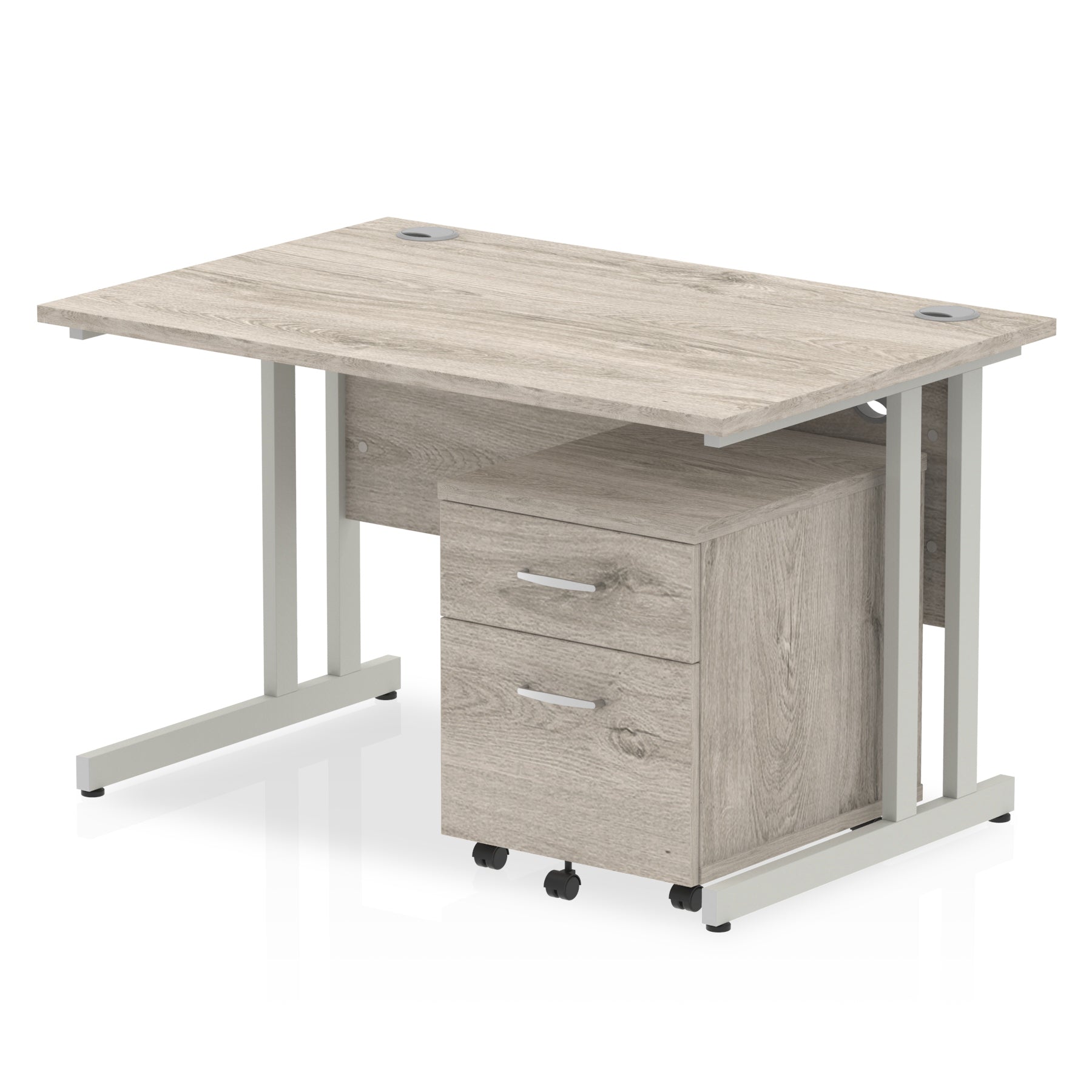 Impulse 1200mm Cantilever Straight Desk & Mobile Pedestal - MFC, Rectangular, 2/3 Lockable Drawers, Self-Assembly, 5-Year Guarantee