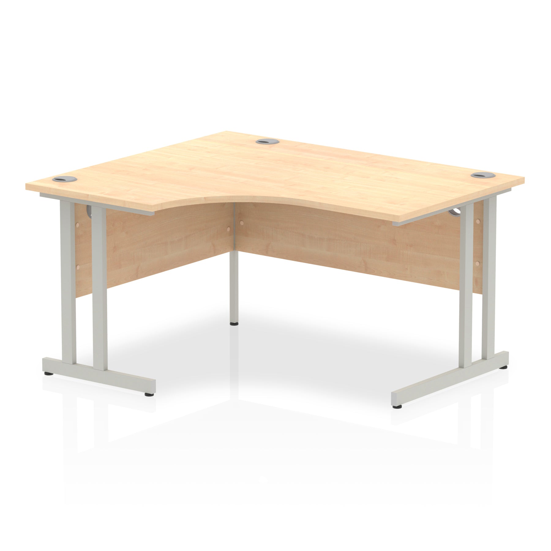Impulse 1400mm Left Crescent Desk Cantilever Leg - MFC Material, 1400x1200 Top, Silver/White/Black Frame, 5-Year Guarantee, Self-Assembly