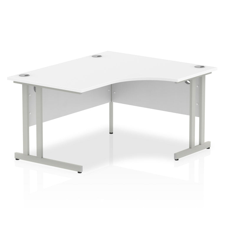 Impulse 1400mm Right Crescent Desk Cantilever Leg - MFC Material, 1400x1200 Top, Silver/White/Black Frame, 5-Year Guarantee, Self-Assembly