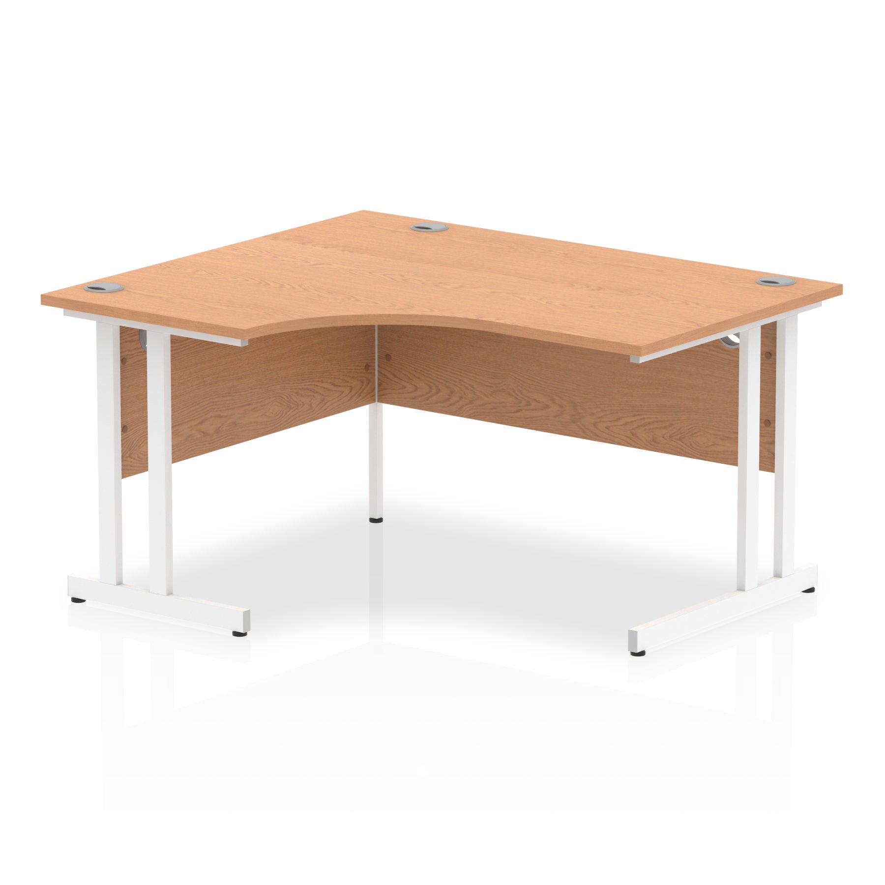 Impulse 1400mm Left Crescent Desk Cantilever Leg - MFC Material, 1400x1200 Top, Silver/White/Black Frame, 5-Year Guarantee, Self-Assembly