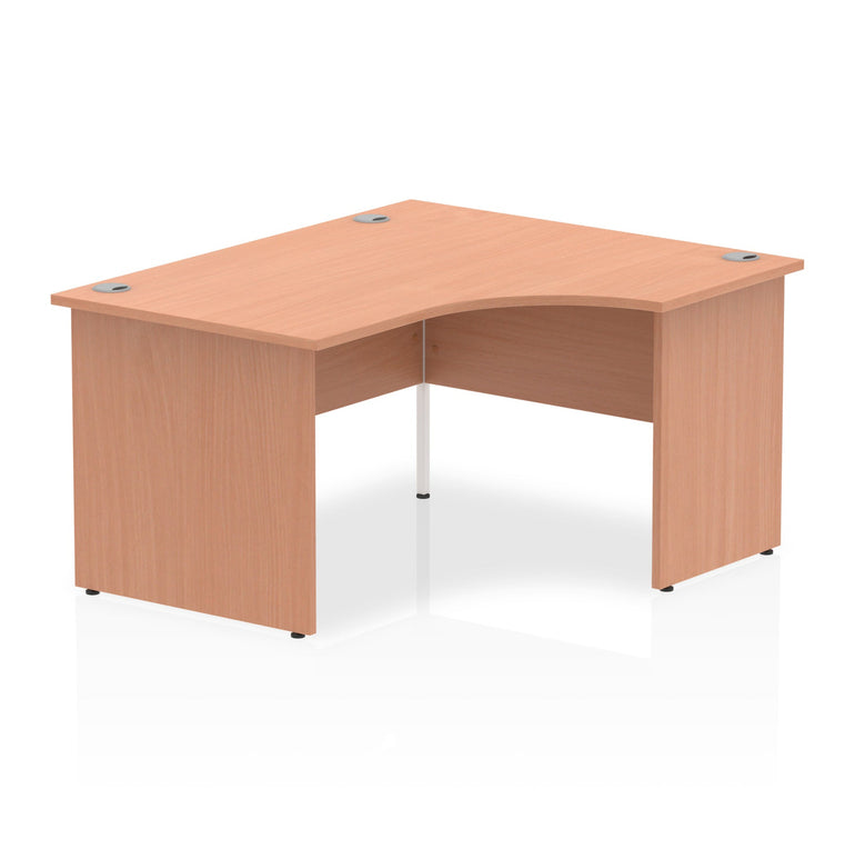 Impulse 1400mm Right Crescent Corner Desk with Panel End Leg - 1400x1200 MFC Top, Self-Assembly, 5-Year Guarantee, White Frame