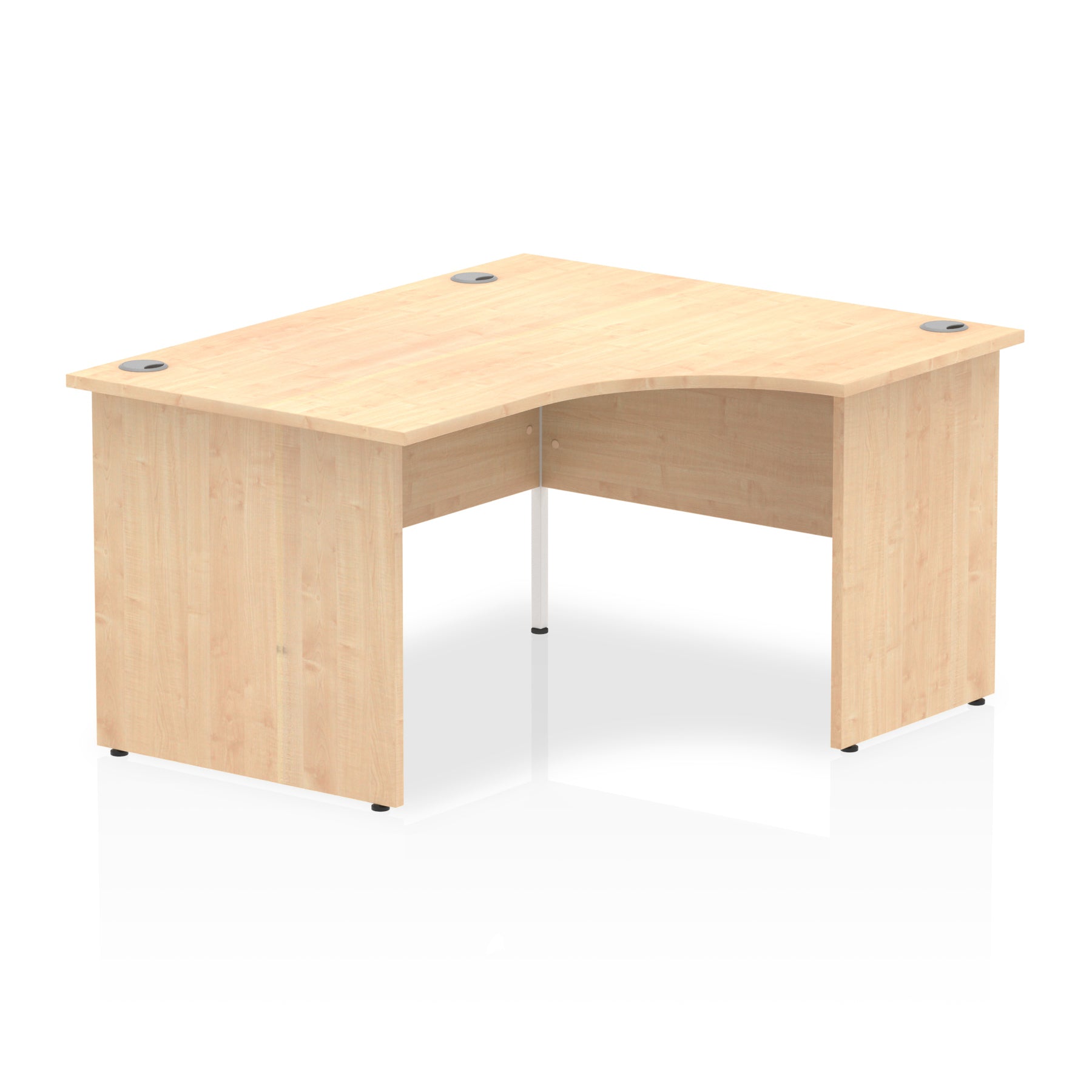 Impulse 1400mm Right Crescent Corner Desk with Panel End Leg - 1400x1200 MFC Top, Self-Assembly, 5-Year Guarantee, White Frame