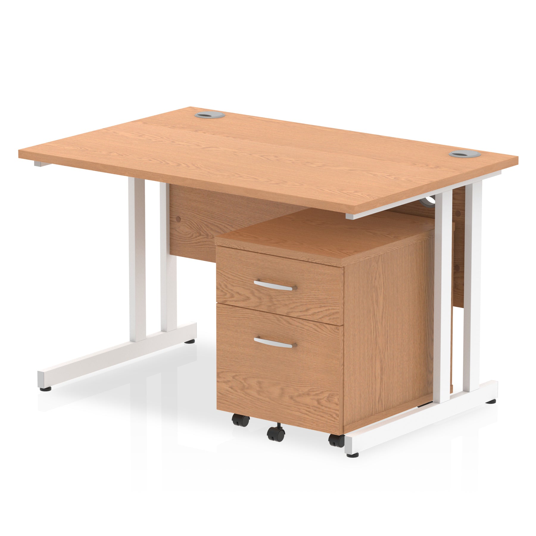 Impulse 1200mm Cantilever Straight Desk & Mobile Pedestal - MFC, Rectangular, 2/3 Lockable Drawers, Self-Assembly, 5-Year Guarantee