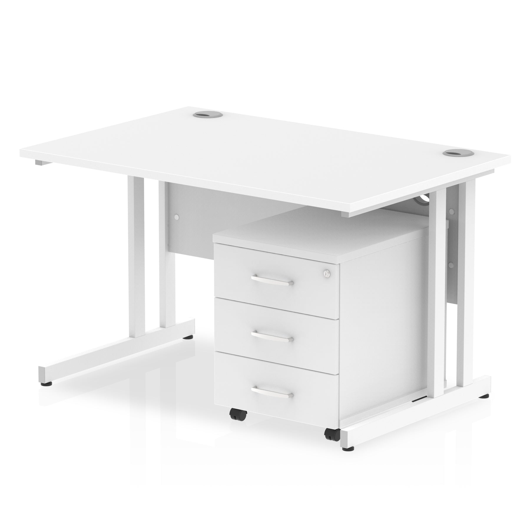 Impulse 1200mm Cantilever Straight Desk & Mobile Pedestal - MFC, Rectangular, 2/3 Lockable Drawers, Self-Assembly, 5-Year Guarantee