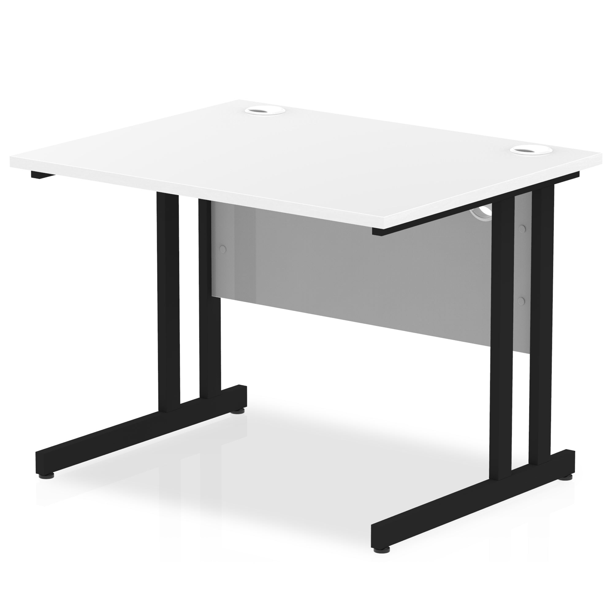 Impulse 1000mm Straight Desk Cantilever Leg - Rectangular MFC, Self-Assembly, 5-Year Guarantee, Silver/Black/White Frame, 1000x800 Top Size