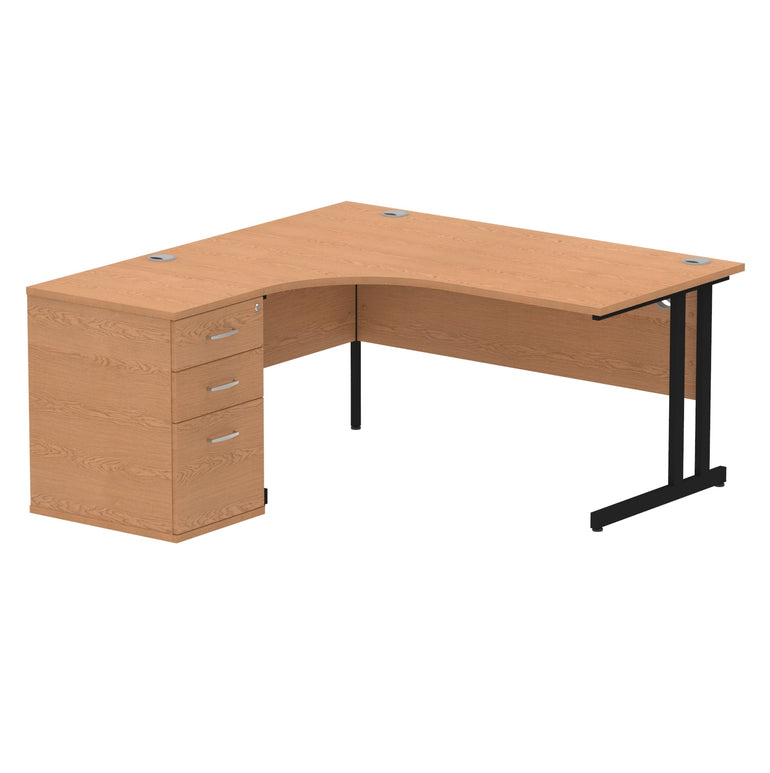 Dynasty 1600mm Left Crescent Desk | Free-Standing Cantilever Leg | Sturdy Build | Weather & Heat Resistant | Melamine