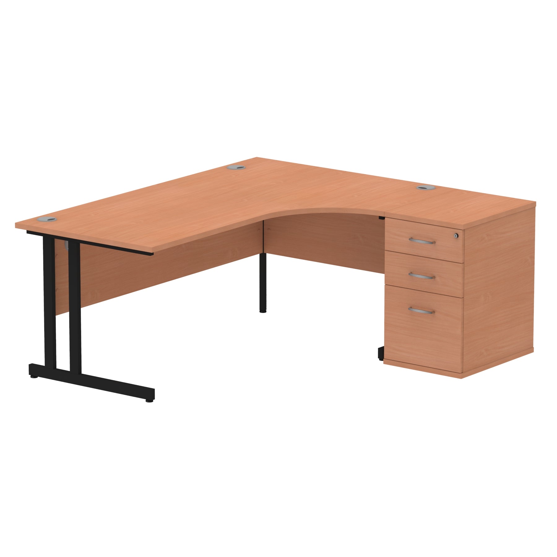 Sturdy 1800mm Freestanding Cantilever Desk with Pedestal | Heat & Weather Resistant Melamine Finish | Dynasty