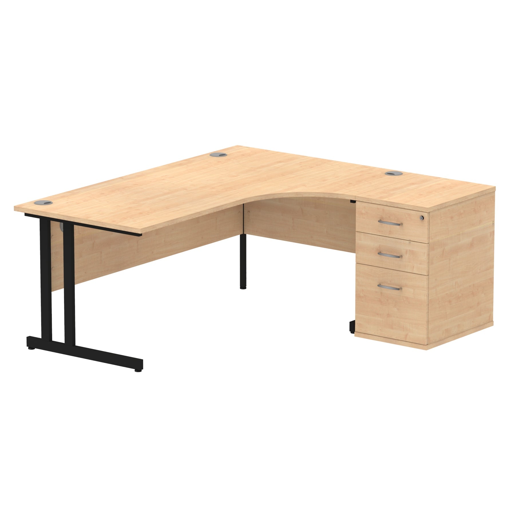 Sturdy 1800mm Freestanding Cantilever Desk with Pedestal | Heat & Weather Resistant Melamine Finish | Dynasty