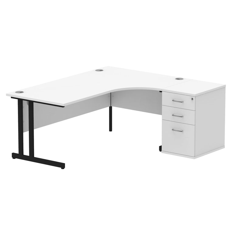 Sturdy 1800mm Freestanding Cantilever Desk with Pedestal | Heat & Weather Resistant Melamine Finish | Dynasty