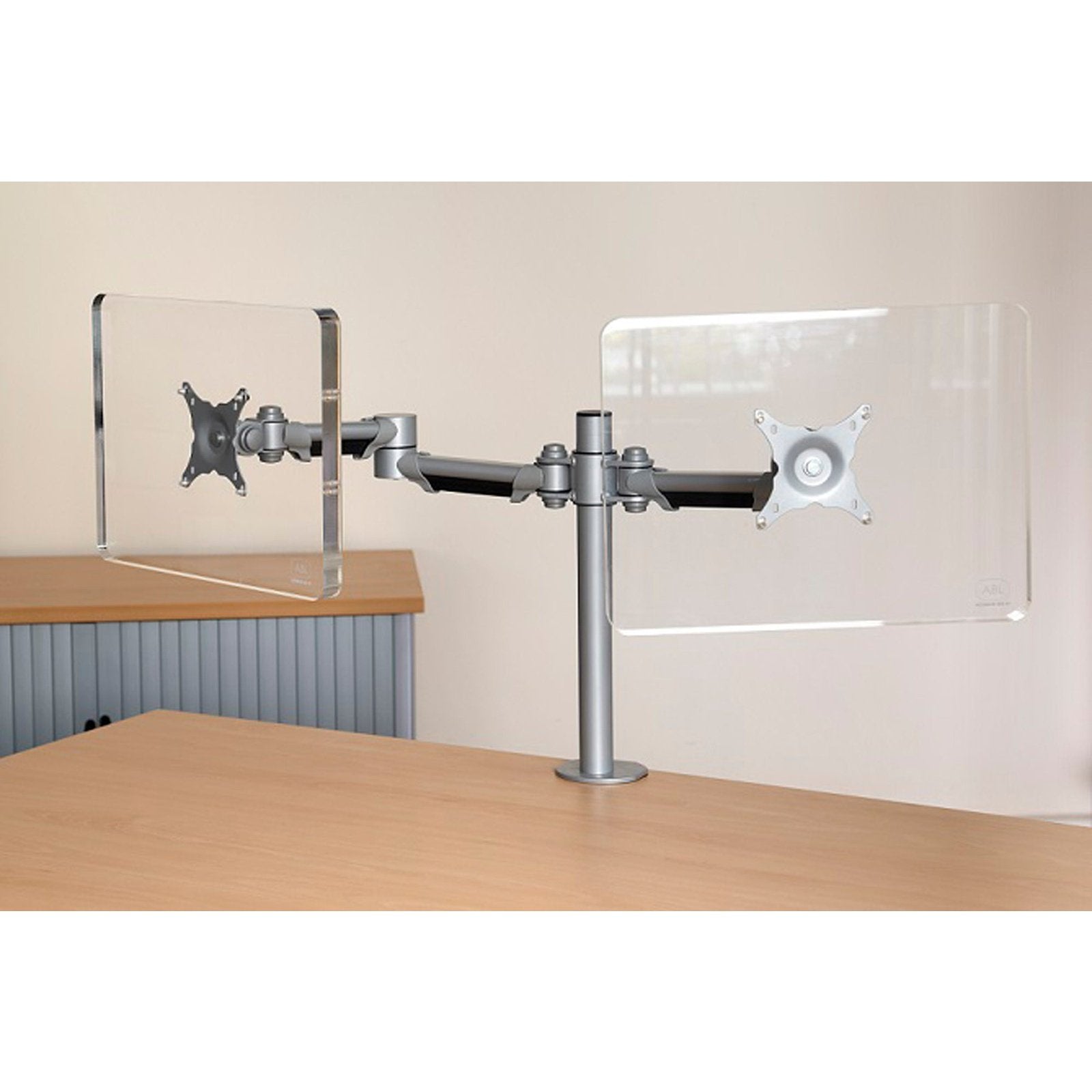 Impulse Double Height Adjustable Flat Screen Monitor Arm - Steel, Self-Assembly, 420mm Height, 1-Year Guarantee