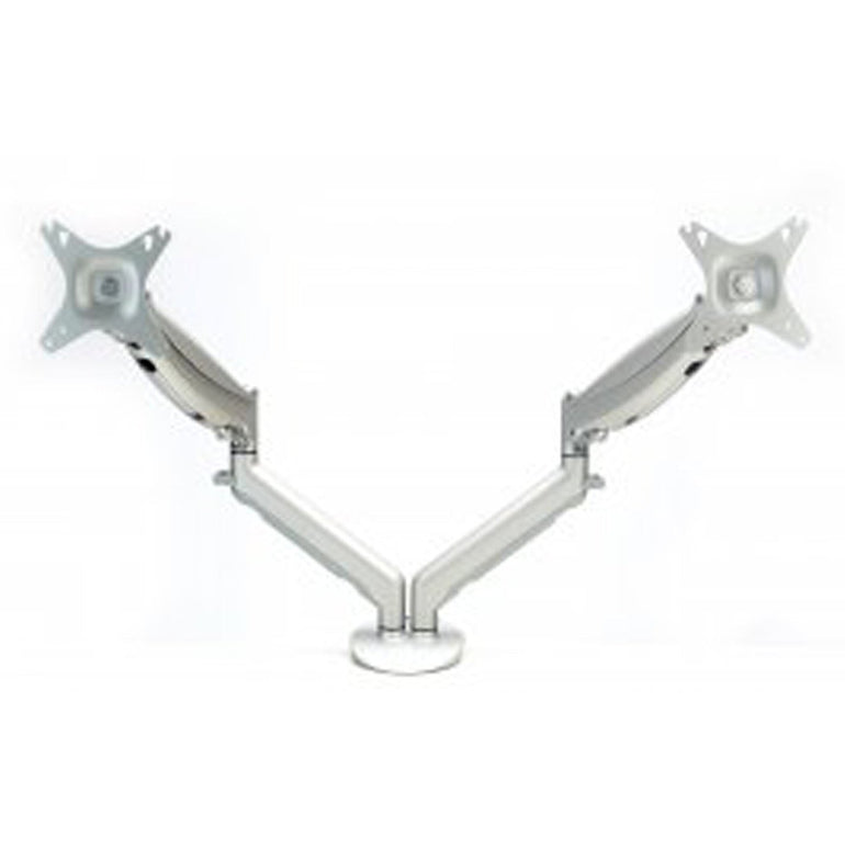 Impulse Double Gas Monitor Arm with Clamp & Through Desk Fixing - 400mm Height, Steel Material, Self-Assembly, 1-Year Guarantee