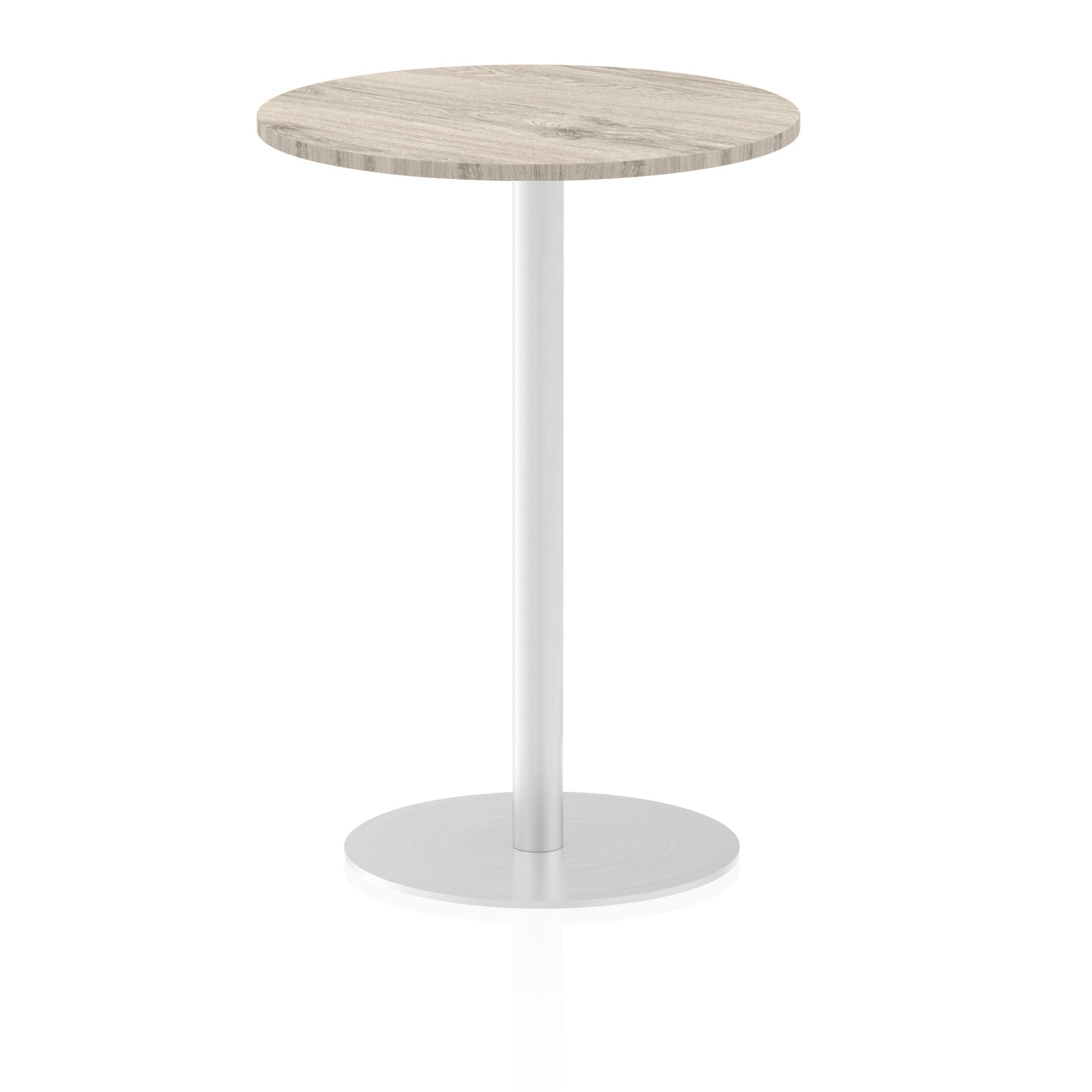 Italia Round Poseur Table - MFC Material, Self-Assembly, Bistro Leg, Silver Frame, 5-Year Guarantee - 600x600, 800x800, 1000x1000, 1200x1200