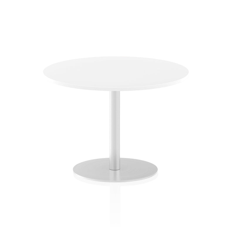 Italia Round Poseur Table - MFC Material, Self-Assembly, Bistro Leg, Silver Frame, 5-Year Guarantee - 600x600, 800x800, 1000x1000, 1200x1200