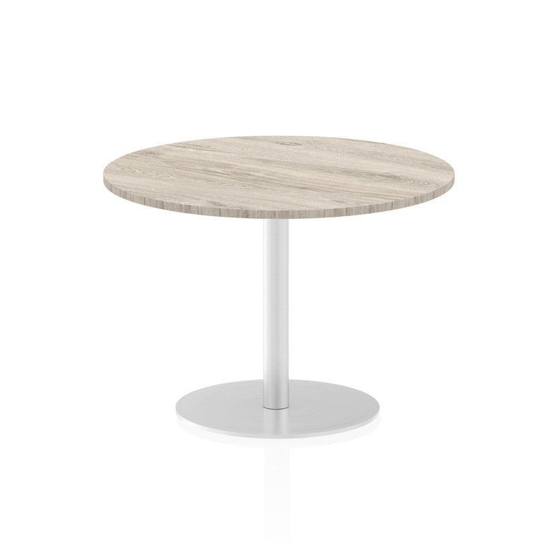 Italia Round Poseur Table - MFC Material, Self-Assembly, Bistro Leg, Silver Frame, 5-Year Guarantee - 600x600, 800x800, 1000x1000, 1200x1200