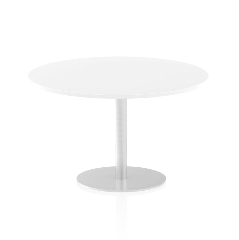 Italia Round Poseur Table - MFC Material, Self-Assembly, Bistro Leg, Silver Frame, 5-Year Guarantee - 600x600, 800x800, 1000x1000, 1200x1200