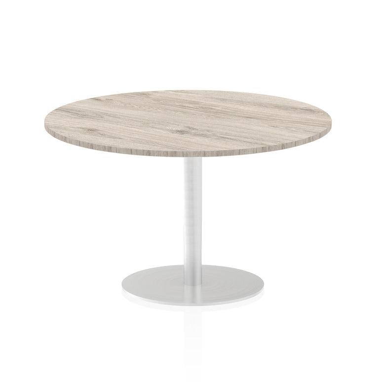 Italia Round Poseur Table - MFC Material, Self-Assembly, Bistro Leg, Silver Frame, 5-Year Guarantee - 600x600, 800x800, 1000x1000, 1200x1200