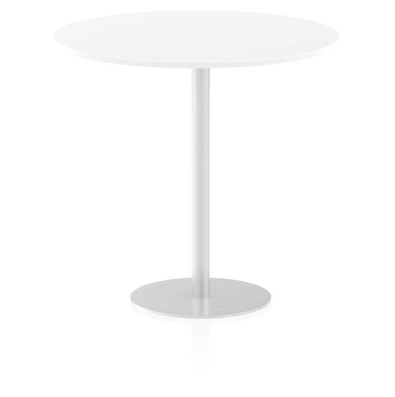 Italia Round Poseur Table - MFC Material, Self-Assembly, Bistro Leg, Silver Frame, 5-Year Guarantee - 600x600, 800x800, 1000x1000, 1200x1200