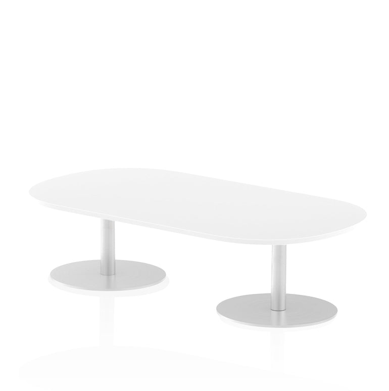 Italia D-End Boardroom Table - MFC Material, Self-Assembly, 5-Year Guarantee, Bistro Leg, Silver Frame, 1800x1000 or 2400x1000mm