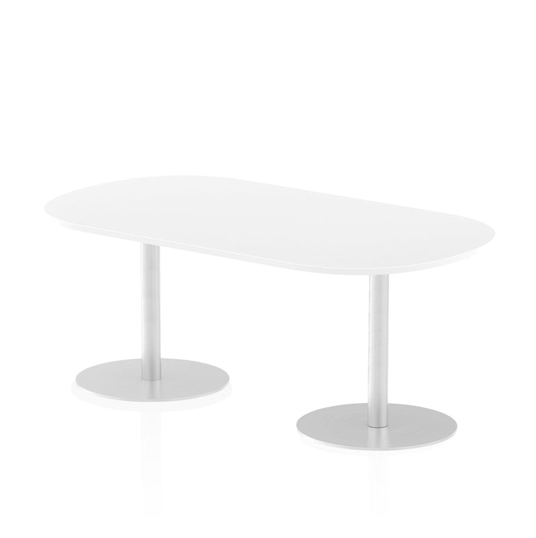 Italia D-End Boardroom Table - MFC Material, Self-Assembly, 5-Year Guarantee, Bistro Leg, Silver Frame, 1800x1000 or 2400x1000mm